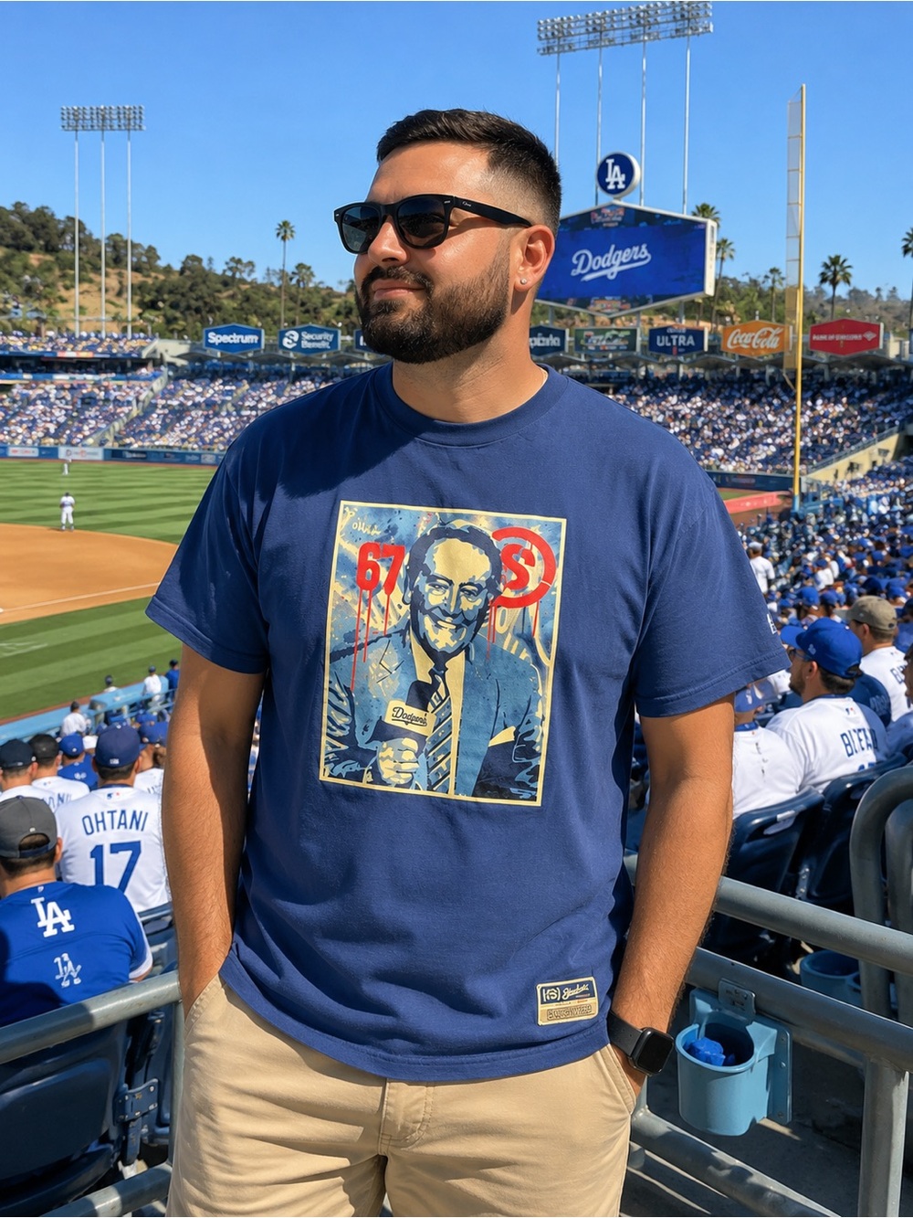 Streetwise Vin Scully Graphic T-Shirt Men's Blue Urban Streetwear  LA Legend 3X